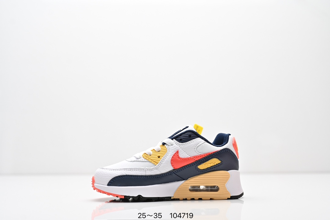 图片[3]-耐克 Nike Air Max 90童鞋后半掌气垫缓震运动鞋时尚男女士跑步鞋 。作为 Nike 休闲型 Air Max 鞋款，Nike Air Max 270 运动鞋为你带来时尚舒适的穿着感受和出众格调。鞋款设计灵感源自 Air Max 经典，搭配大型窗口和新颖配色，彰显 Nike 的出众创新。Max Air 270 缓震配置，缔造非凡舒适的日常穿着体验，织物与合成材质组合鞋面，打造轻盈贴合感和透气感受，泡绵中底，柔软舒适。弹性内衬和靴式设计，打造个性化贴合感，外底搭配橡胶设计，塑就强劲抓地力与出色耐穿性，合成材质与织物组合设计，提拉设计。 货号：AH8050 尺码：25～35-选品中心
