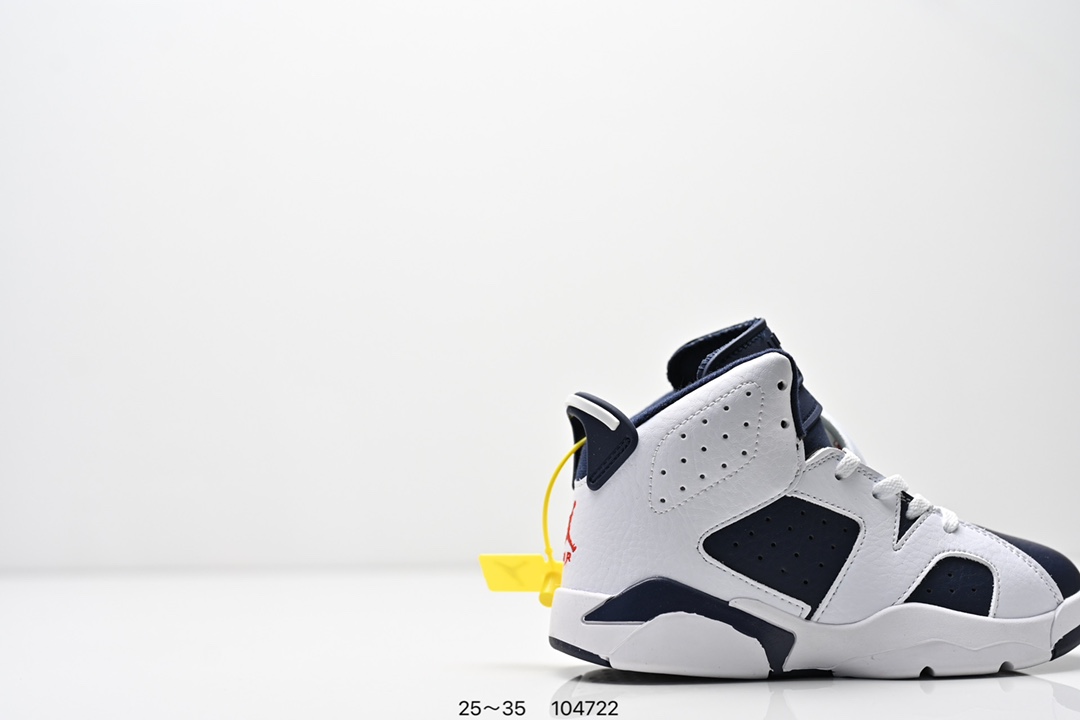 图片[2]-童鞋耐克Nike Air Jordan 6 Retro”Midnight Navy“乔丹AJ6代低帮复古休闲文化篮球鞋 采用纹头层皮鞋面材质#中底注胶及缜密中底拉帮工艺#外置开窗式真Sole气垫装置❗ 货号：384664 104 尺码：25～35 ID：104722-选品中心