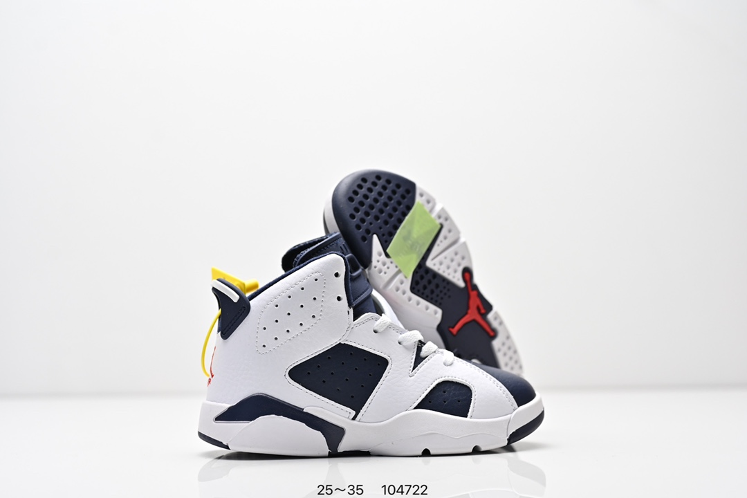 图片[5]-童鞋耐克Nike Air Jordan 6 Retro”Midnight Navy“乔丹AJ6代低帮复古休闲文化篮球鞋 采用纹头层皮鞋面材质#中底注胶及缜密中底拉帮工艺#外置开窗式真Sole气垫装置❗ 货号：384664 104 尺码：25～35 ID：104722-选品中心