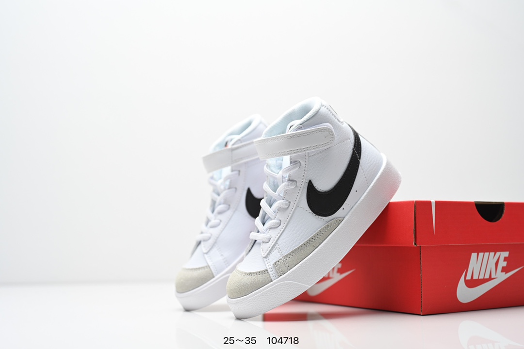 图片[9]-童鞋NK Blazer Low‘77 Jumbo 经典百搭低帮开拓者休闲运动板鞋 真硫化铝楦制作 原厂布料拼接 独家裁片完美鞋型 台湾进口软感荔枝头层皮 原盒真标 正确环保中底✔。 货号：DA4086 100 尺码：看图所示25～35 ID：104718-选品中心