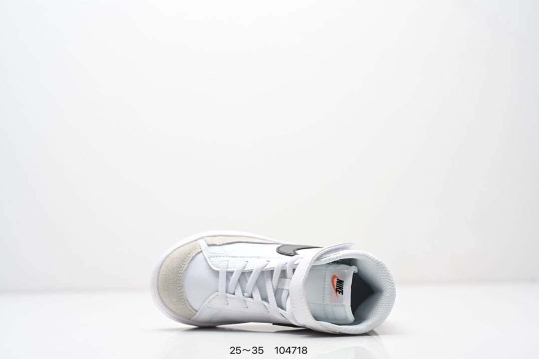 图片[4]-童鞋NK Blazer Low‘77 Jumbo 经典百搭低帮开拓者休闲运动板鞋 真硫化铝楦制作 原厂布料拼接 独家裁片完美鞋型 台湾进口软感荔枝头层皮 原盒真标 正确环保中底✔。 货号：DA4086 100 尺码：看图所示25～35 ID：104718-选品中心