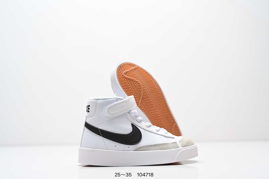 图片[5]-童鞋NK Blazer Low‘77 Jumbo 经典百搭低帮开拓者休闲运动板鞋 真硫化铝楦制作 原厂布料拼接 独家裁片完美鞋型 台湾进口软感荔枝头层皮 原盒真标 正确环保中底✔。 货号：DA4086 100 尺码：看图所示25～35 ID：104718-选品中心