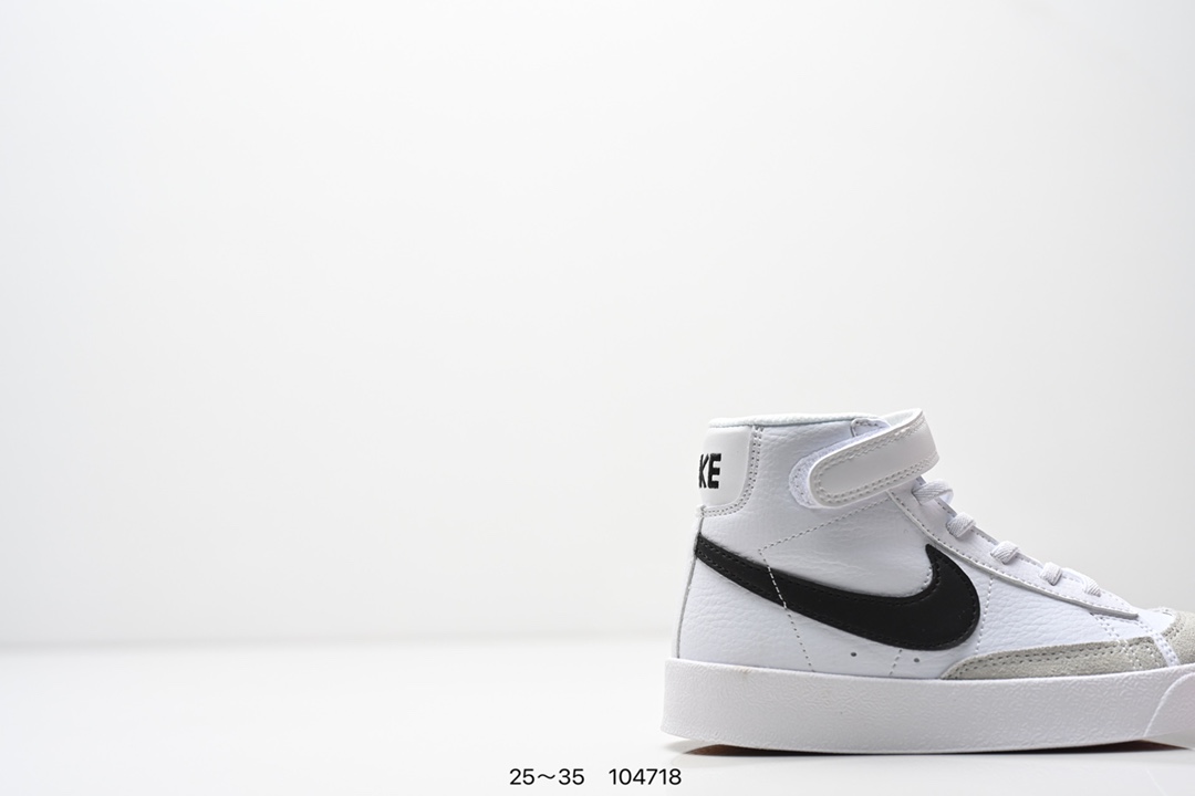 图片[2]-童鞋NK Blazer Low‘77 Jumbo 经典百搭低帮开拓者休闲运动板鞋 真硫化铝楦制作 原厂布料拼接 独家裁片完美鞋型 台湾进口软感荔枝头层皮 原盒真标 正确环保中底✔。 货号：DA4086 100 尺码：看图所示25～35 ID：104718-选品中心