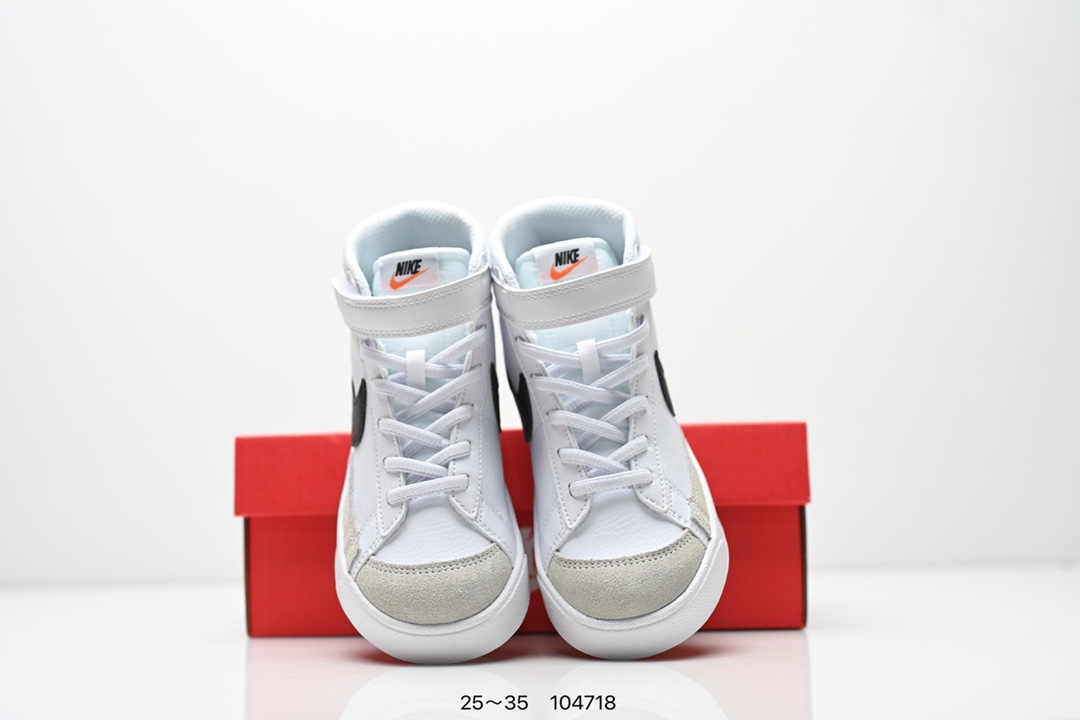 图片[8]-童鞋NK Blazer Low‘77 Jumbo 经典百搭低帮开拓者休闲运动板鞋 真硫化铝楦制作 原厂布料拼接 独家裁片完美鞋型 台湾进口软感荔枝头层皮 原盒真标 正确环保中底✔。 货号：DA4086 100 尺码：看图所示25～35 ID：104718-选品中心