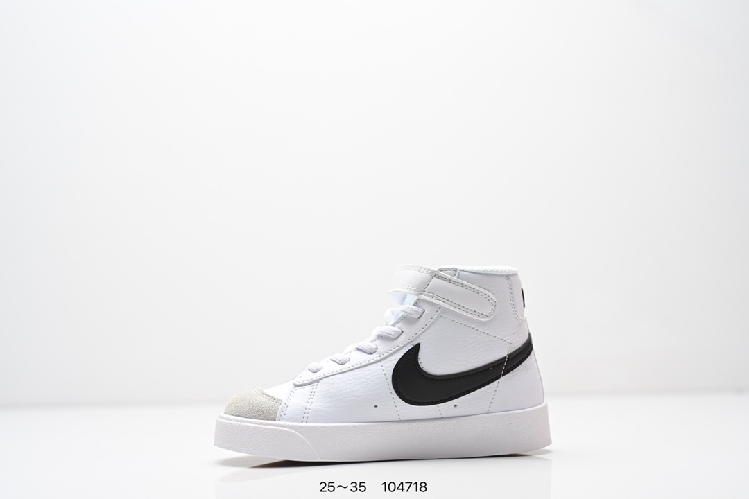 图片[3]-童鞋NK Blazer Low‘77 Jumbo 经典百搭低帮开拓者休闲运动板鞋 真硫化铝楦制作 原厂布料拼接 独家裁片完美鞋型 台湾进口软感荔枝头层皮 原盒真标 正确环保中底✔。 货号：DA4086 100 尺码：看图所示25～35 ID：104718-选品中心