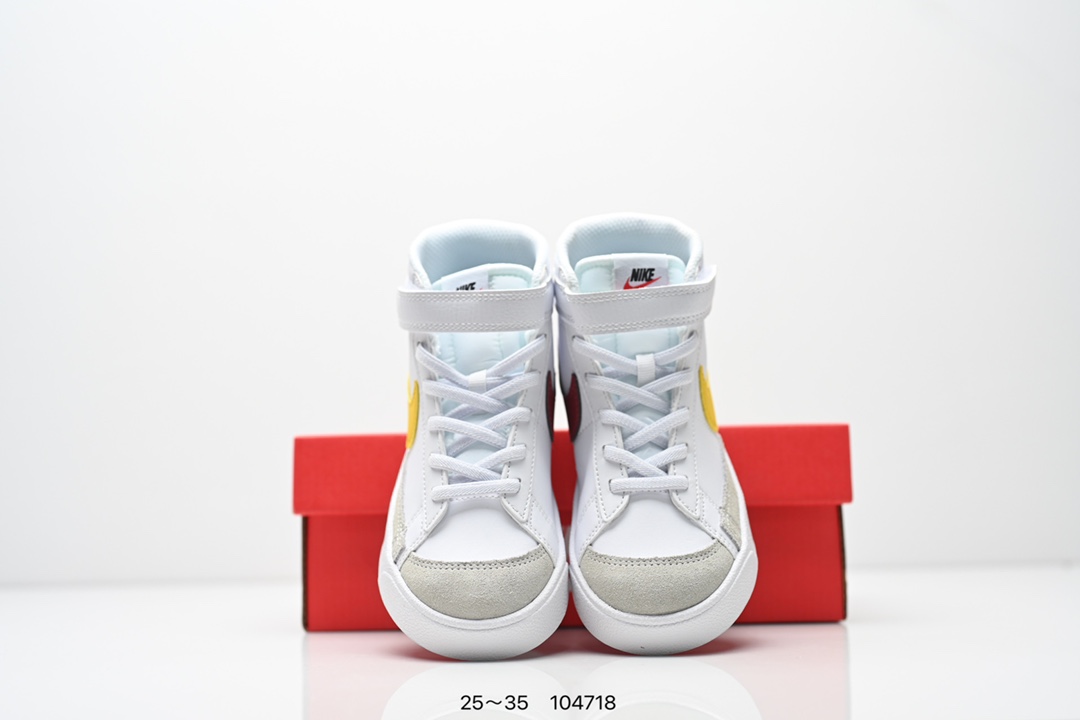 图片[8]-童鞋NK Blazer Low‘77 Jumbo 经典百搭低帮开拓者休闲运动板鞋 真硫化铝楦制作 原厂布料拼接 独家裁片完美鞋型 台湾进口软感荔枝头层皮 原盒真标 正确环保中底✔。 货号：DA4086 100 尺码：看图所示25～35 ID：104718-选品中心