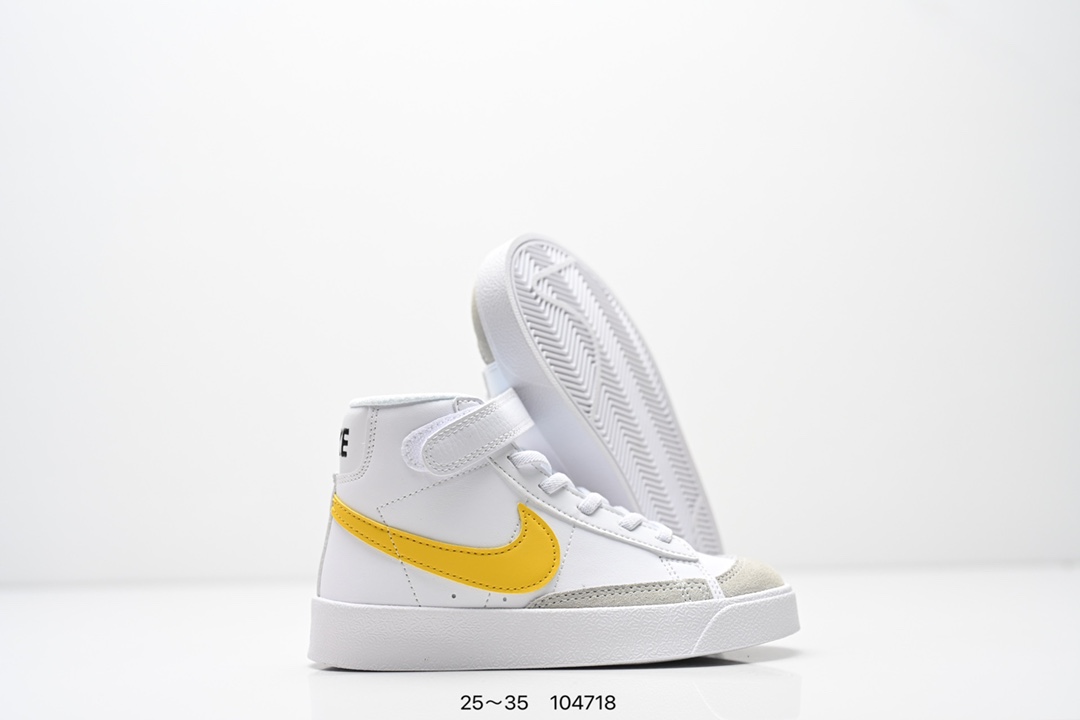 图片[5]-童鞋NK Blazer Low‘77 Jumbo 经典百搭低帮开拓者休闲运动板鞋 真硫化铝楦制作 原厂布料拼接 独家裁片完美鞋型 台湾进口软感荔枝头层皮 原盒真标 正确环保中底✔。 货号：DA4086 100 尺码：看图所示25～35 ID：104718-选品中心