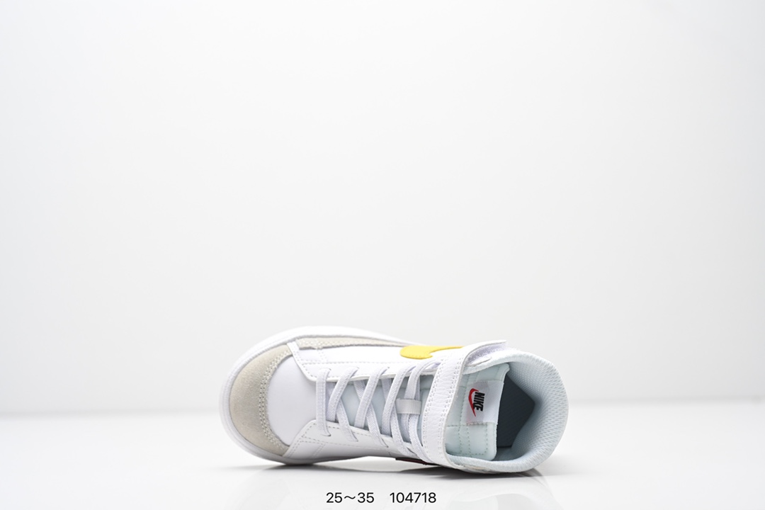 图片[4]-童鞋NK Blazer Low‘77 Jumbo 经典百搭低帮开拓者休闲运动板鞋 真硫化铝楦制作 原厂布料拼接 独家裁片完美鞋型 台湾进口软感荔枝头层皮 原盒真标 正确环保中底✔。 货号：DA4086 100 尺码：看图所示25～35 ID：104718-选品中心