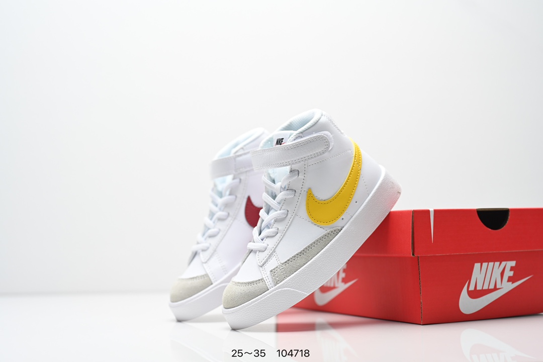 图片[9]-童鞋NK Blazer Low‘77 Jumbo 经典百搭低帮开拓者休闲运动板鞋 真硫化铝楦制作 原厂布料拼接 独家裁片完美鞋型 台湾进口软感荔枝头层皮 原盒真标 正确环保中底✔。 货号：DA4086 100 尺码：看图所示25～35 ID：104718-选品中心