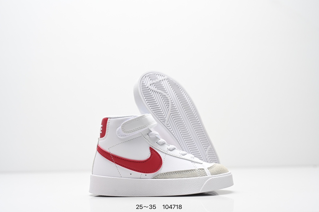 图片[5]-童鞋NK Blazer Low‘77 Jumbo 经典百搭低帮开拓者休闲运动板鞋 真硫化铝楦制作 原厂布料拼接 独家裁片完美鞋型 台湾进口软感荔枝头层皮 原盒真标 正确环保中底✔。 货号：DA4086 100 尺码：看图所示25～35 ID：104718-选品中心