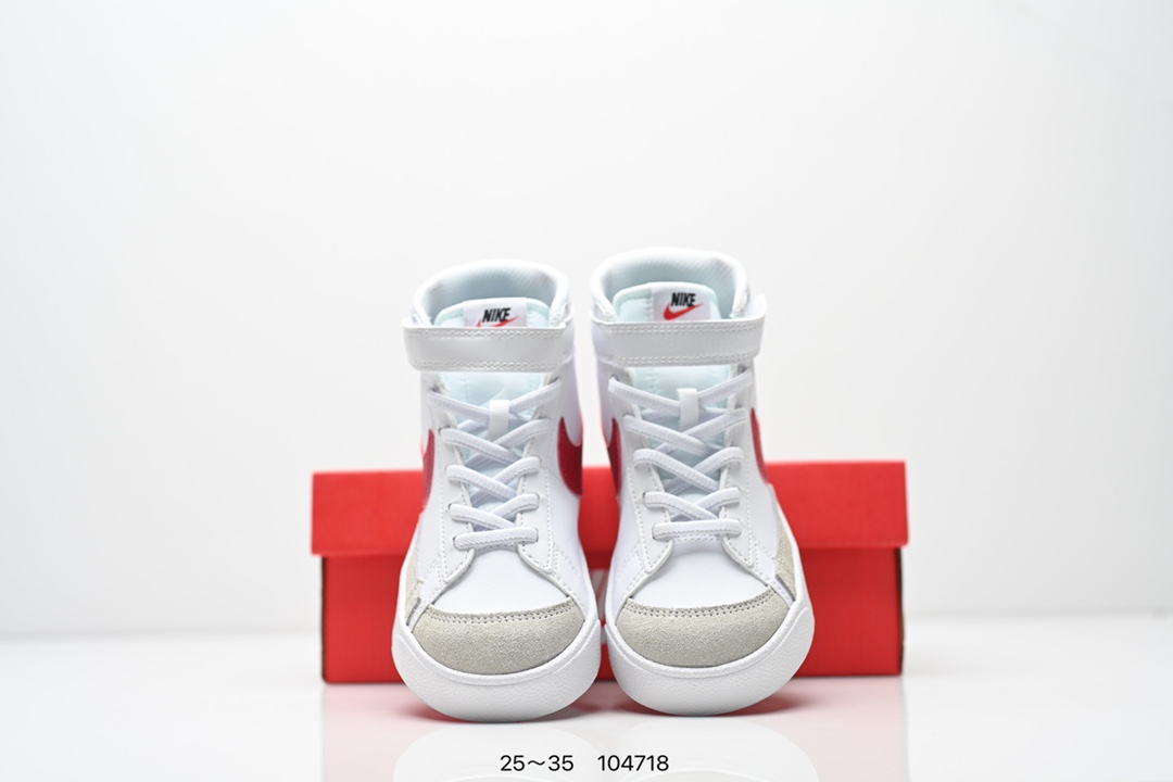 图片[8]-童鞋NK Blazer Low‘77 Jumbo 经典百搭低帮开拓者休闲运动板鞋 真硫化铝楦制作 原厂布料拼接 独家裁片完美鞋型 台湾进口软感荔枝头层皮 原盒真标 正确环保中底✔。 货号：DA4086 100 尺码：看图所示25～35 ID：104718-选品中心