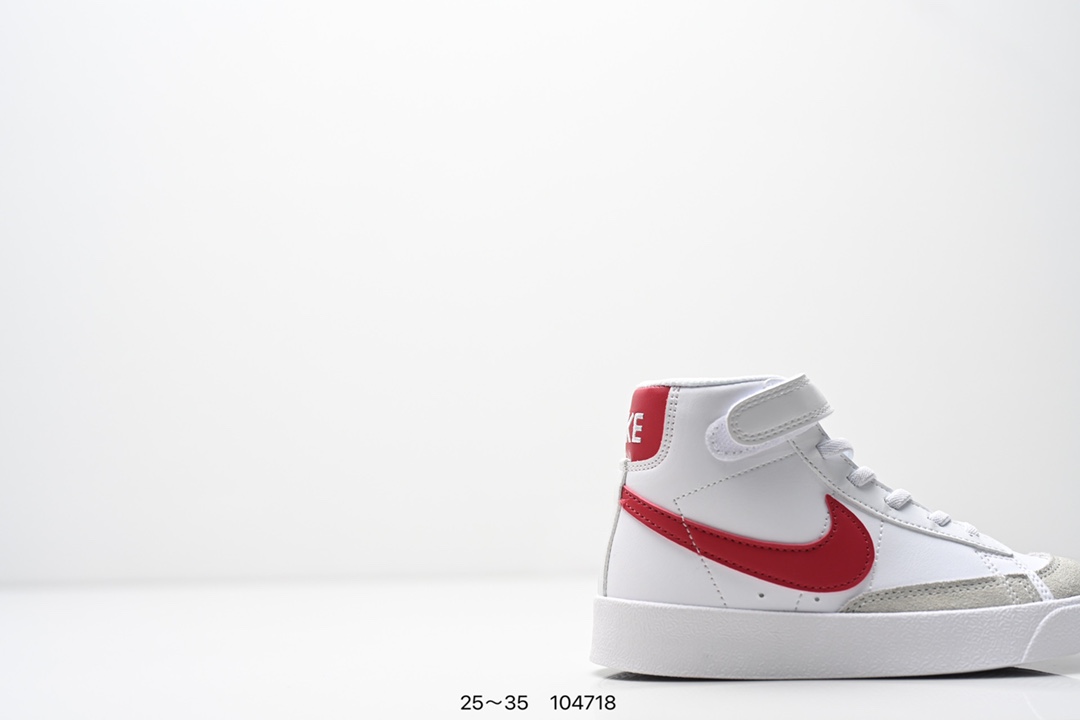 图片[2]-童鞋NK Blazer Low‘77 Jumbo 经典百搭低帮开拓者休闲运动板鞋 真硫化铝楦制作 原厂布料拼接 独家裁片完美鞋型 台湾进口软感荔枝头层皮 原盒真标 正确环保中底✔。 货号：DA4086 100 尺码：看图所示25～35 ID：104718-选品中心