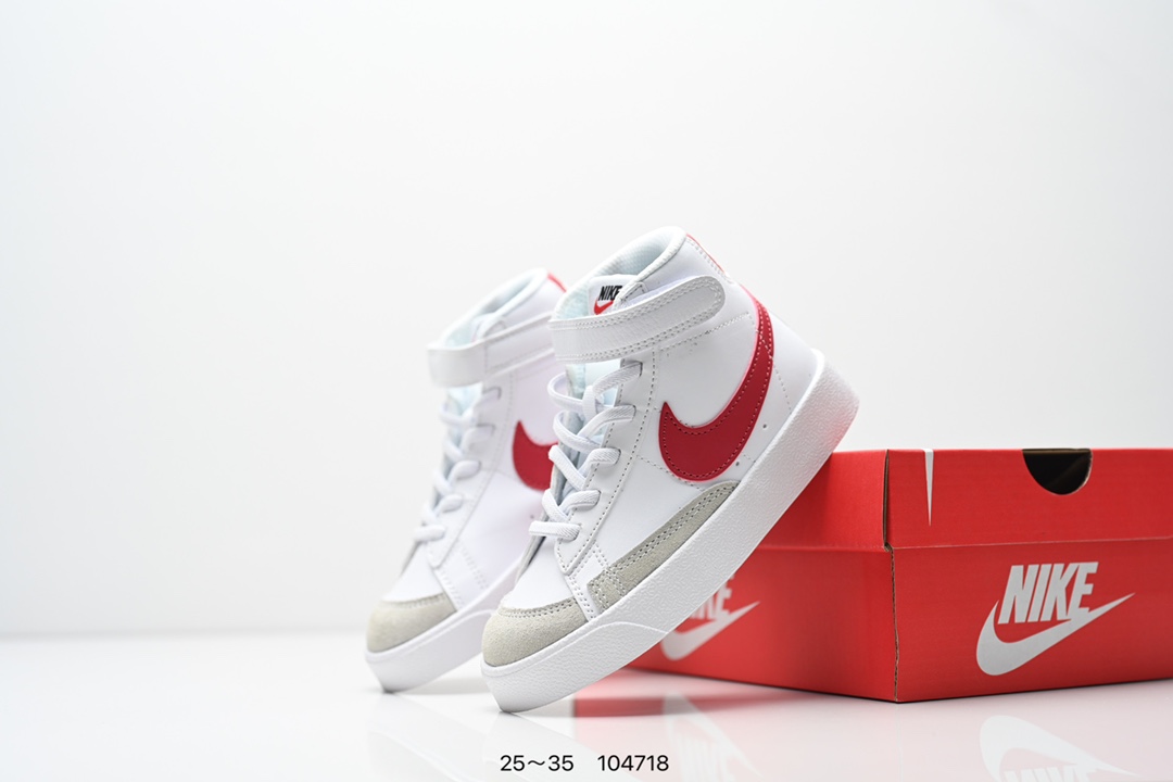 图片[9]-童鞋NK Blazer Low‘77 Jumbo 经典百搭低帮开拓者休闲运动板鞋 真硫化铝楦制作 原厂布料拼接 独家裁片完美鞋型 台湾进口软感荔枝头层皮 原盒真标 正确环保中底✔。 货号：DA4086 100 尺码：看图所示25～35 ID：104718-选品中心