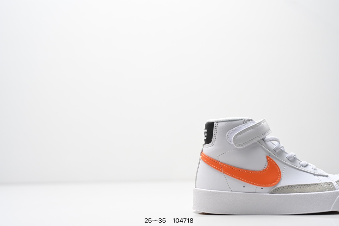 图片[2]-童鞋NK Blazer Low‘77 Jumbo 经典百搭低帮开拓者休闲运动板鞋 真硫化铝楦制作 原厂布料拼接 独家裁片完美鞋型 台湾进口软感荔枝头层皮 原盒真标 正确环保中底✔。 货号：DA4086 100 尺码：看图所示25～35 ID：104718-选品中心