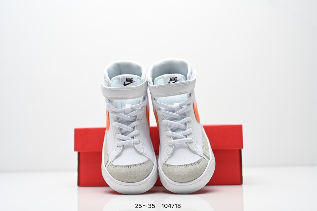 图片[8]-童鞋NK Blazer Low‘77 Jumbo 经典百搭低帮开拓者休闲运动板鞋 真硫化铝楦制作 原厂布料拼接 独家裁片完美鞋型 台湾进口软感荔枝头层皮 原盒真标 正确环保中底✔。 货号：DA4086 100 尺码：看图所示25～35 ID：104718-选品中心