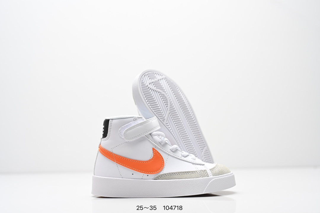 图片[5]-童鞋NK Blazer Low‘77 Jumbo 经典百搭低帮开拓者休闲运动板鞋 真硫化铝楦制作 原厂布料拼接 独家裁片完美鞋型 台湾进口软感荔枝头层皮 原盒真标 正确环保中底✔。 货号：DA4086 100 尺码：看图所示25～35 ID：104718-选品中心