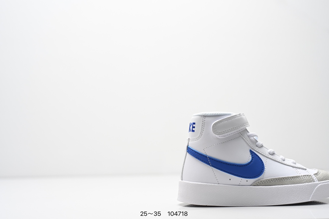 图片[2]-童鞋NK Blazer Low‘77 Jumbo 经典百搭低帮开拓者休闲运动板鞋 真硫化铝楦制作 原厂布料拼接 独家裁片完美鞋型 台湾进口软感荔枝头层皮 原盒真标 正确环保中底✔。 货号：DA4086 100 尺码：看图所示25～35 ID：104718-选品中心