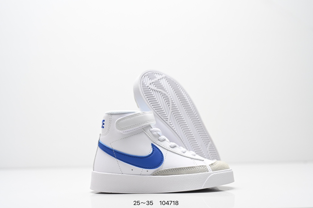 图片[5]-童鞋NK Blazer Low‘77 Jumbo 经典百搭低帮开拓者休闲运动板鞋 真硫化铝楦制作 原厂布料拼接 独家裁片完美鞋型 台湾进口软感荔枝头层皮 原盒真标 正确环保中底✔。 货号：DA4086 100 尺码：看图所示25～35 ID：104718-选品中心