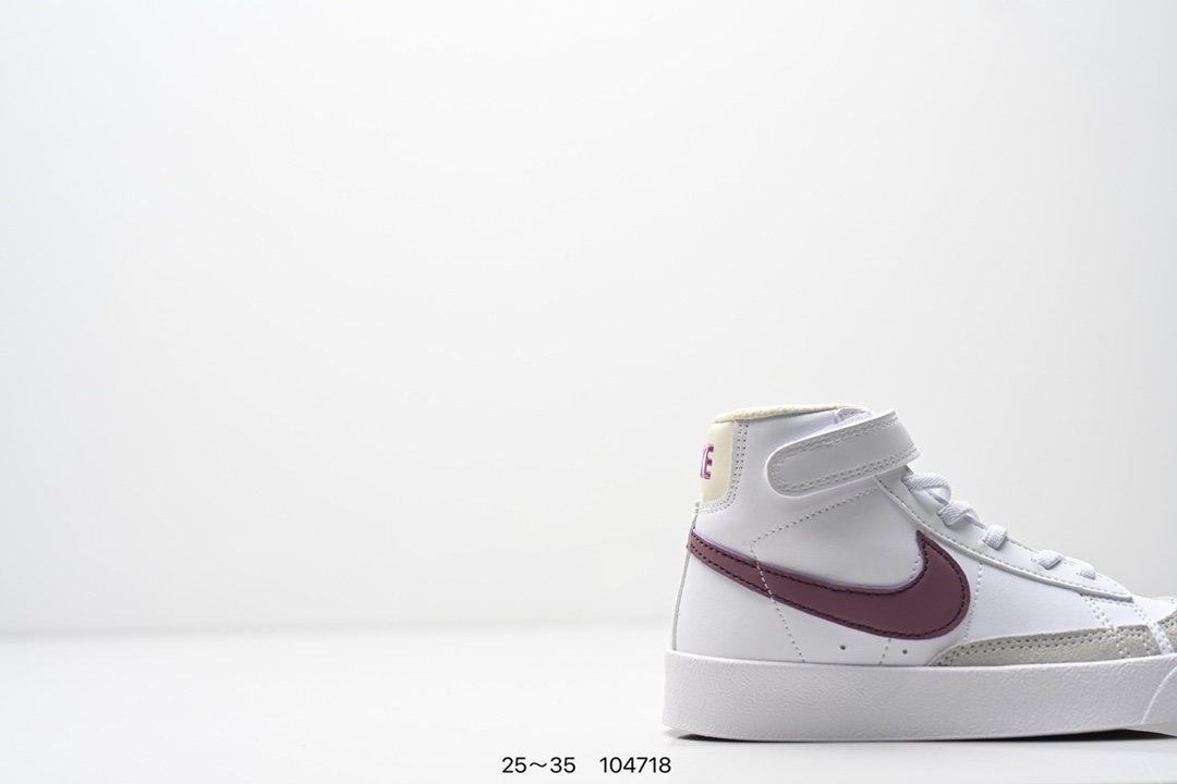 图片[2]-童鞋NK Blazer Low‘77 Jumbo 经典百搭低帮开拓者休闲运动板鞋 真硫化铝楦制作 原厂布料拼接 独家裁片完美鞋型 台湾进口软感荔枝头层皮 原盒真标 正确环保中底✔。 货号：DA4086 100 尺码：看图所示25～35 ID：104718-选品中心