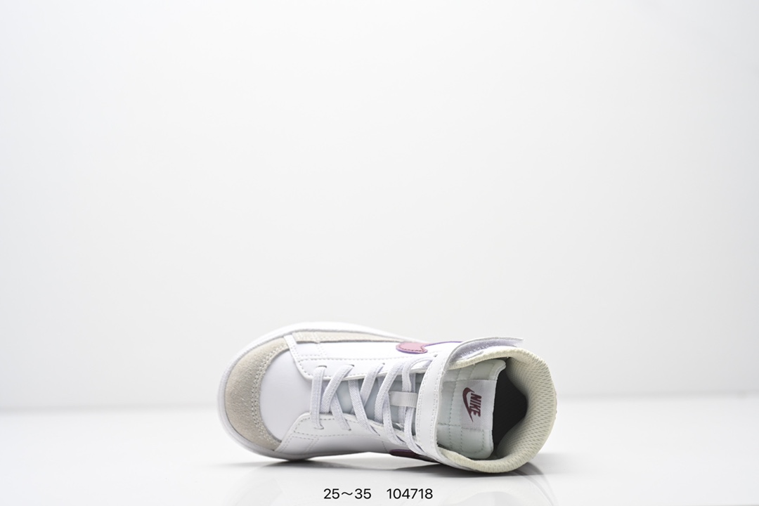 图片[4]-童鞋NK Blazer Low‘77 Jumbo 经典百搭低帮开拓者休闲运动板鞋 真硫化铝楦制作 原厂布料拼接 独家裁片完美鞋型 台湾进口软感荔枝头层皮 原盒真标 正确环保中底✔。 货号：DA4086 100 尺码：看图所示25～35 ID：104718-选品中心