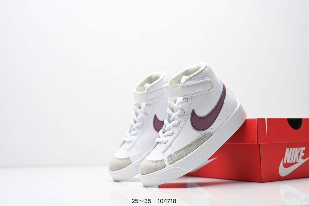 图片[9]-童鞋NK Blazer Low‘77 Jumbo 经典百搭低帮开拓者休闲运动板鞋 真硫化铝楦制作 原厂布料拼接 独家裁片完美鞋型 台湾进口软感荔枝头层皮 原盒真标 正确环保中底✔。 货号：DA4086 100 尺码：看图所示25～35 ID：104718-选品中心