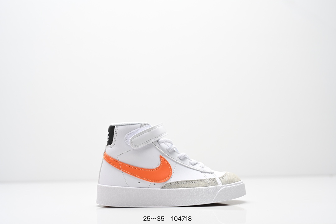 图片[4]-集合 童鞋NK Blazer Low‘77 Jumbo 经典百搭低帮开拓者休闲运动板鞋 真硫化铝楦制作 原厂布料拼接 独家裁片完美鞋型 台湾进口软感荔枝头层皮 原盒真标 正确环保中底✔。 货号：DA4086 100 尺码：看图所示25～35 ID：104718-选品中心