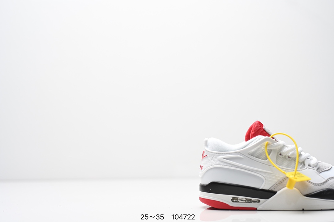 图片[2]-童鞋Air Jordan AJ4 RM 重制版低帮复古篮球鞋 实拍首发 采用了低帮的设计 并保留了众多AJ4的经典元素 鞋身以皮革 麂皮材质拼接打造 AJ4经典的TPU材质延伸至后跟 增强鞋款稳定性 而鞋身侧面的网格设计则被取消 尾部的NIKE AIR标志也得到保留 并同时带有飞人logo 中底部分同样搭载了可视AIR气垫 鞋底采用米白色中底和外底呈现 为整个设计收尾 货号： FQ7940 300CF 尺码：25～35-选品中心