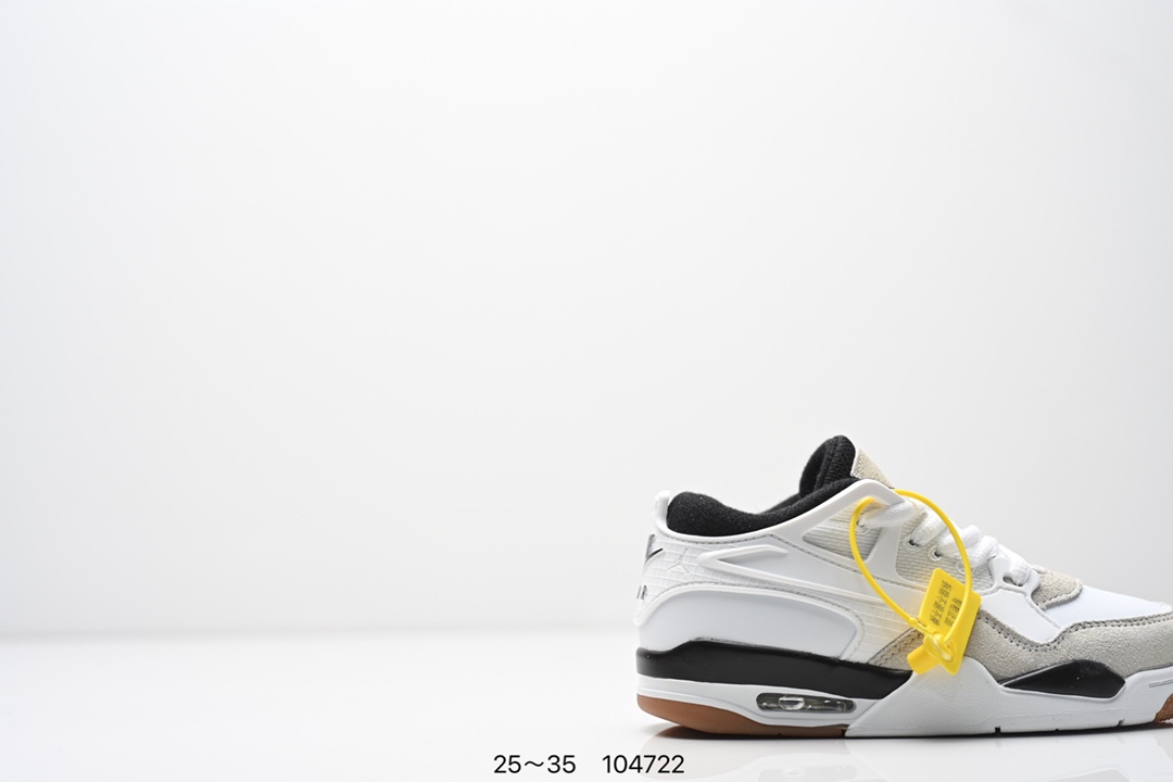 图片[2]-童鞋Air Jordan AJ4 RM 重制版低帮复古篮球鞋 实拍首发 采用了低帮的设计 并保留了众多AJ4的经典元素 鞋身以皮革 麂皮材质拼接打造 AJ4经典的TPU材质延伸至后跟 增强鞋款稳定性 而鞋身侧面的网格设计则被取消 尾部的NIKE AIR标志也得到保留 并同时带有飞人logo 中底部分同样搭载了可视AIR气垫 鞋底采用米白色中底和外底呈现 为整个设计收尾 货号： FQ7940 300CF 尺码：25～35-选品中心