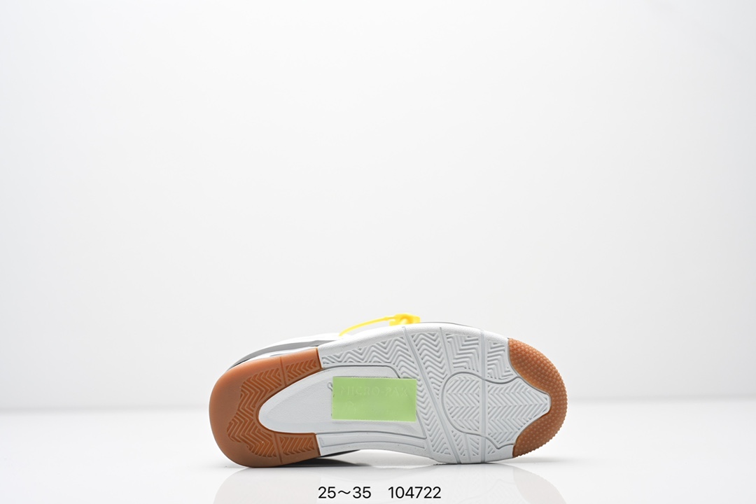 图片[6]-童鞋Air Jordan AJ4 RM 重制版低帮复古篮球鞋 实拍首发 采用了低帮的设计 并保留了众多AJ4的经典元素 鞋身以皮革 麂皮材质拼接打造 AJ4经典的TPU材质延伸至后跟 增强鞋款稳定性 而鞋身侧面的网格设计则被取消 尾部的NIKE AIR标志也得到保留 并同时带有飞人logo 中底部分同样搭载了可视AIR气垫 鞋底采用米白色中底和外底呈现 为整个设计收尾 货号： FQ7940 300CF 尺码：25～35-选品中心