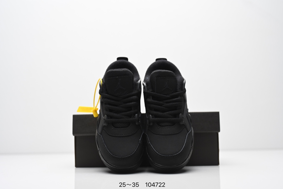 图片[8]-童鞋Air Jordan AJ4 RM 重制版低帮复古篮球鞋 实拍首发 采用了低帮的设计 并保留了众多AJ4的经典元素 鞋身以皮革 麂皮材质拼接打造 AJ4经典的TPU材质延伸至后跟 增强鞋款稳定性 而鞋身侧面的网格设计则被取消 尾部的NIKE AIR标志也得到保留 并同时带有飞人logo 中底部分同样搭载了可视AIR气垫 鞋底采用米白色中底和外底呈现 为整个设计收尾 货号： FQ7940 300CF 尺码：25～35-选品中心