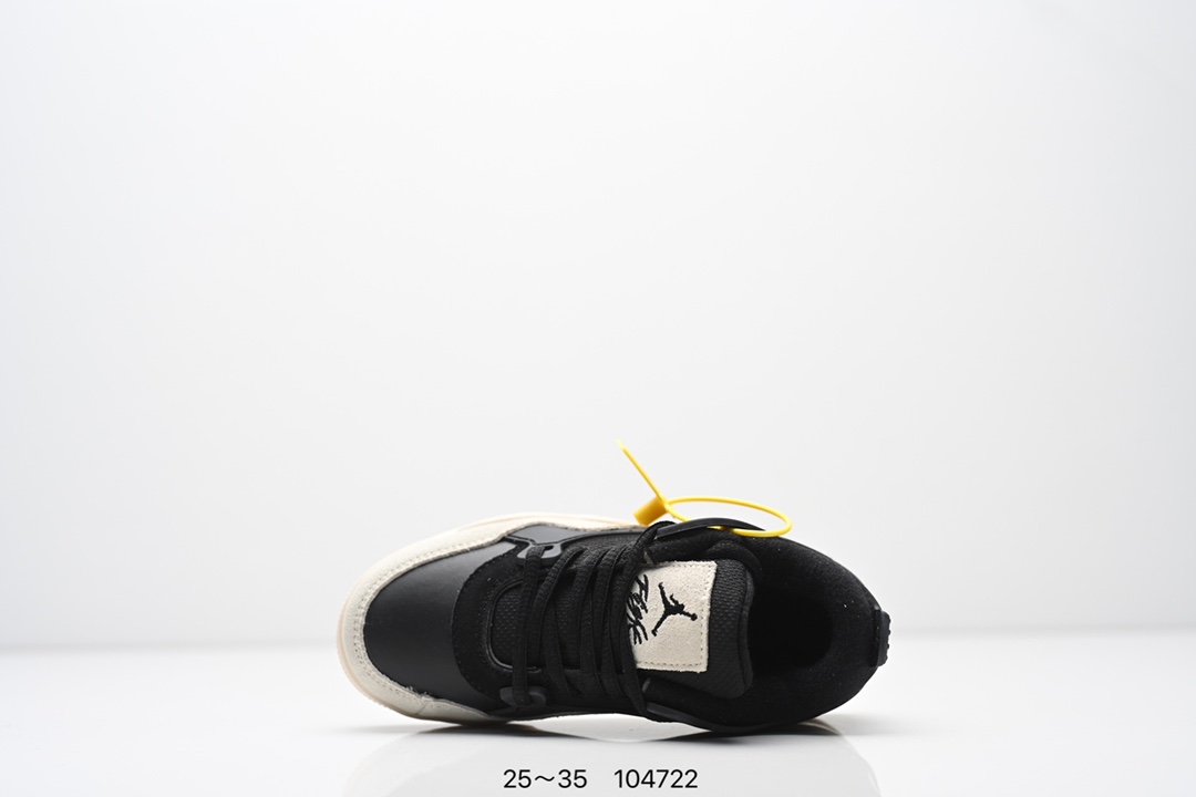 图片[4]-童鞋Air Jordan AJ4 RM 重制版低帮复古篮球鞋 实拍首发 采用了低帮的设计 并保留了众多AJ4的经典元素 鞋身以皮革 麂皮材质拼接打造 AJ4经典的TPU材质延伸至后跟 增强鞋款稳定性 而鞋身侧面的网格设计则被取消 尾部的NIKE AIR标志也得到保留 并同时带有飞人logo 中底部分同样搭载了可视AIR气垫 鞋底采用米白色中底和外底呈现 为整个设计收尾 货号： FQ7940 300CF 尺码：25～35-选品中心