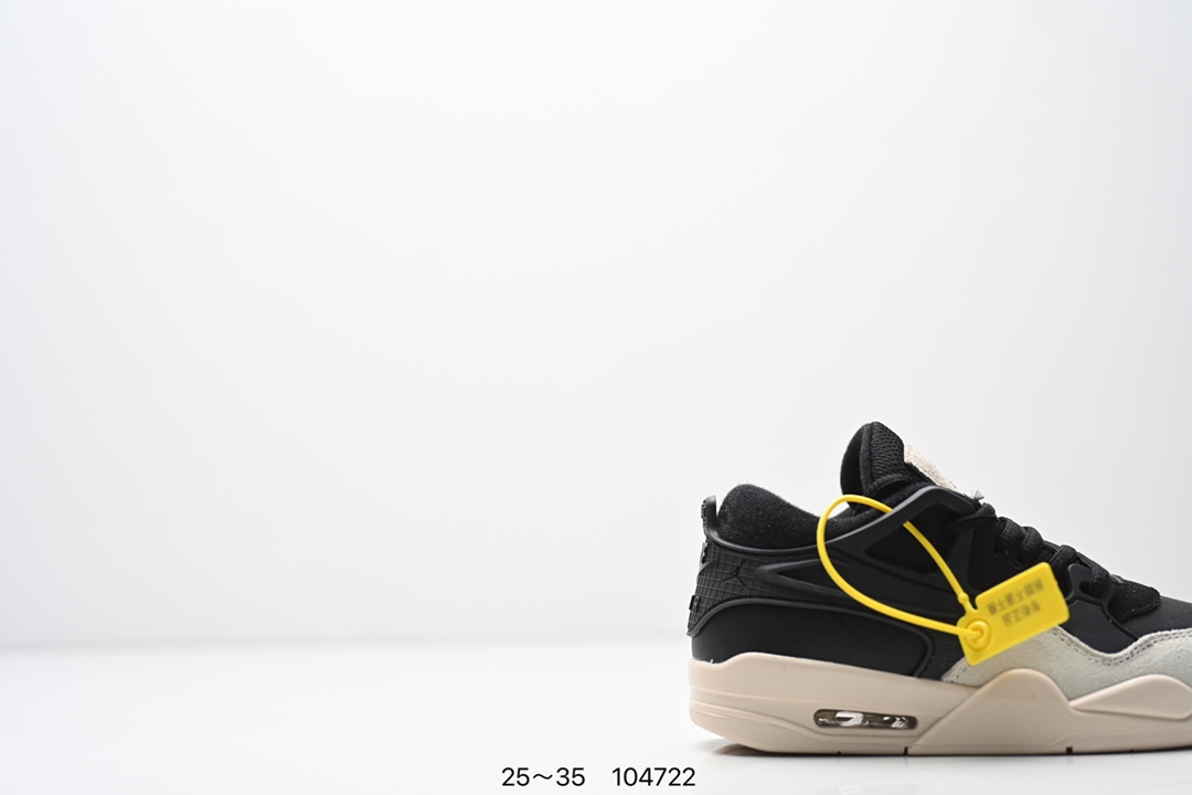 图片[2]-童鞋Air Jordan AJ4 RM 重制版低帮复古篮球鞋 实拍首发 采用了低帮的设计 并保留了众多AJ4的经典元素 鞋身以皮革 麂皮材质拼接打造 AJ4经典的TPU材质延伸至后跟 增强鞋款稳定性 而鞋身侧面的网格设计则被取消 尾部的NIKE AIR标志也得到保留 并同时带有飞人logo 中底部分同样搭载了可视AIR气垫 鞋底采用米白色中底和外底呈现 为整个设计收尾 货号： FQ7940 300CF 尺码：25～35-选品中心