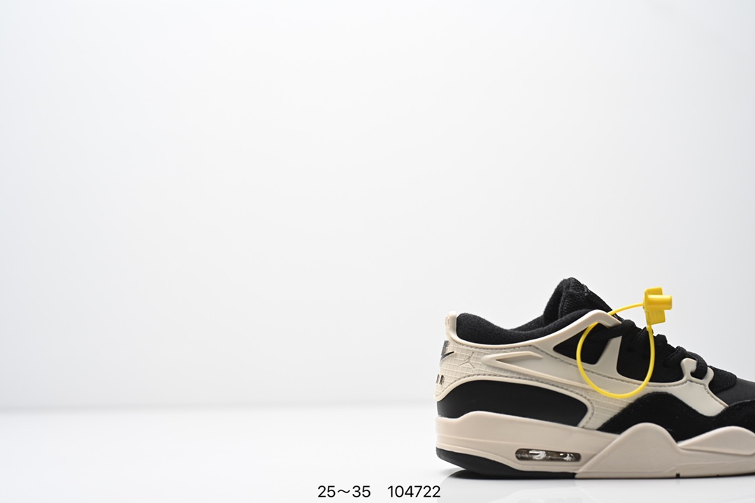 图片[2]-童鞋Air Jordan AJ4 RM 重制版低帮复古篮球鞋 实拍首发 采用了低帮的设计 并保留了众多AJ4的经典元素 鞋身以皮革 麂皮材质拼接打造 AJ4经典的TPU材质延伸至后跟 增强鞋款稳定性 而鞋身侧面的网格设计则被取消 尾部的NIKE AIR标志也得到保留 并同时带有飞人logo 中底部分同样搭载了可视AIR气垫 鞋底采用米白色中底和外底呈现 为整个设计收尾 货号： FQ7940 300CF 尺码：25～35-选品中心