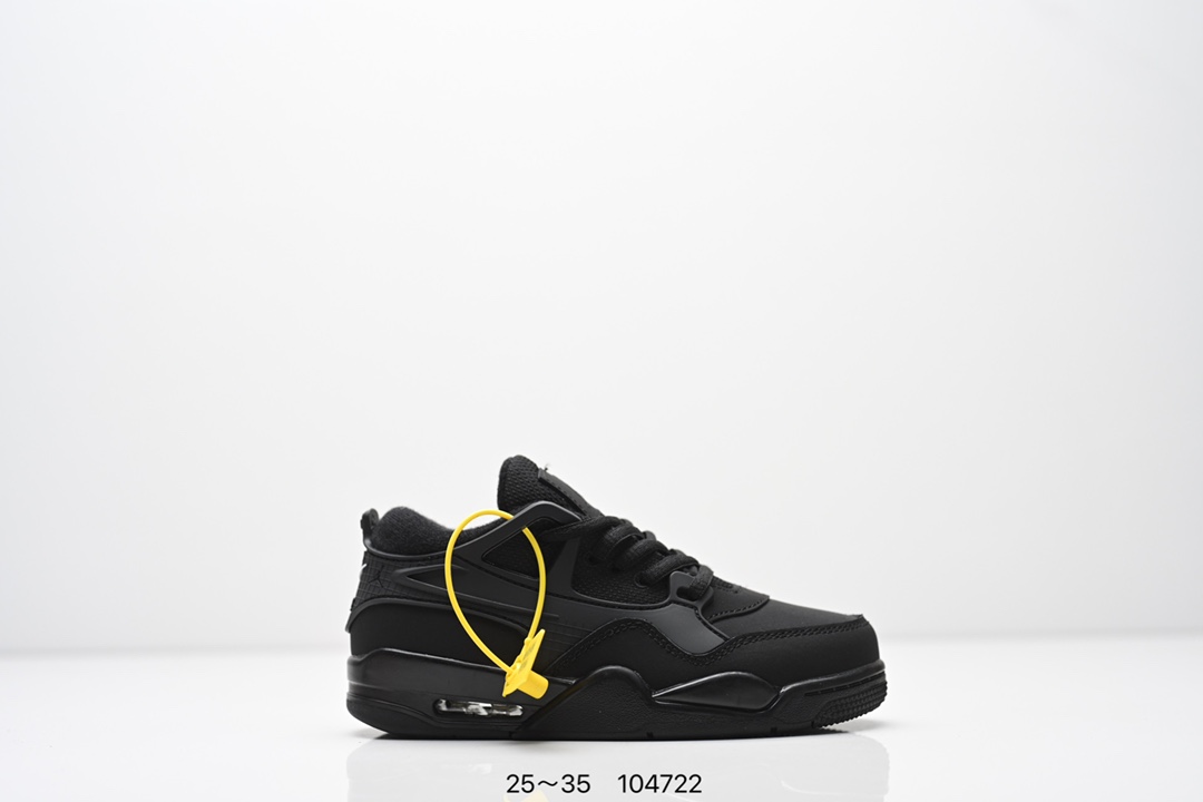 图片[5]-集合 童鞋Air Jordan AJ4 RM 重制版低帮复古篮球鞋 实拍首发 采用了低帮的设计 并保留了众多AJ4的经典元素 鞋身以皮革 麂皮材质拼接打造 AJ4经典的TPU材质延伸至后跟 增强鞋款稳定性 而鞋身侧面的网格设计则被取消 尾部的NIKE AIR标志也得到保留 并同时带有飞人logo 中底部分同样搭载了可视AIR气垫 鞋底采用米白色中底和外底呈现 为整个设计收尾 货号： FQ7940 300CF 尺码：25～35-选品中心