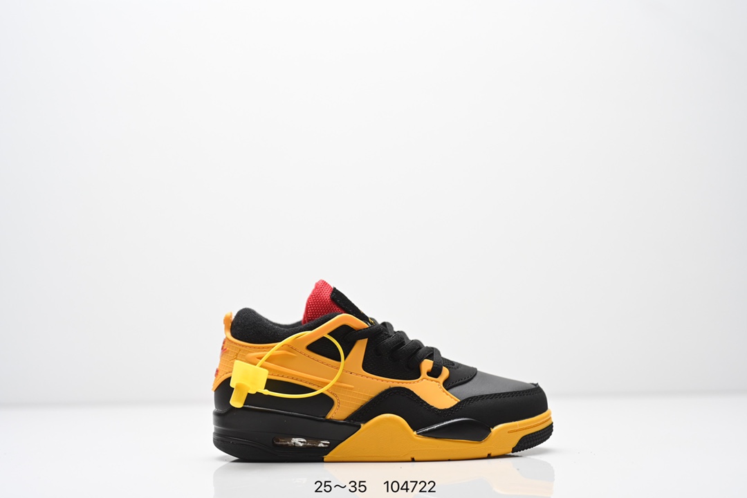 图片[3]-集合 童鞋Air Jordan AJ4 RM 重制版低帮复古篮球鞋 实拍首发 采用了低帮的设计 并保留了众多AJ4的经典元素 鞋身以皮革 麂皮材质拼接打造 AJ4经典的TPU材质延伸至后跟 增强鞋款稳定性 而鞋身侧面的网格设计则被取消 尾部的NIKE AIR标志也得到保留 并同时带有飞人logo 中底部分同样搭载了可视AIR气垫 鞋底采用米白色中底和外底呈现 为整个设计收尾 货号： FQ7940 300CF 尺码：25～35-选品中心