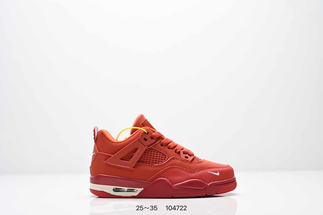 童鞋Air Jordan 4 Retro ”Bred Reimagined“ 2024复刻 皮面黑红 AJ4 乔丹4代 aj4 乔4 黑红2024版 乔丹篮球鞋系列 鞋子依旧保持了经典设计手法，鞋身采用黑色为主色调，搭配水泥灰色细节点缀，材质方面选用带有光泽的黑色荔枝纹覆盖，搭配灰色的内衬、外底以及鞋带孔，鞋舌标签以红色Jumpman Logo刺绣点缀，而后跟的设计则是采用了元年Swoosh Logo，鞋子大底依然是元年设计，凸显出十足的0G气质，最后以黑白灰中底搭配红灰外底完善设计收尾。 货号：FB9927-200 尺码：25～35-选品中心
