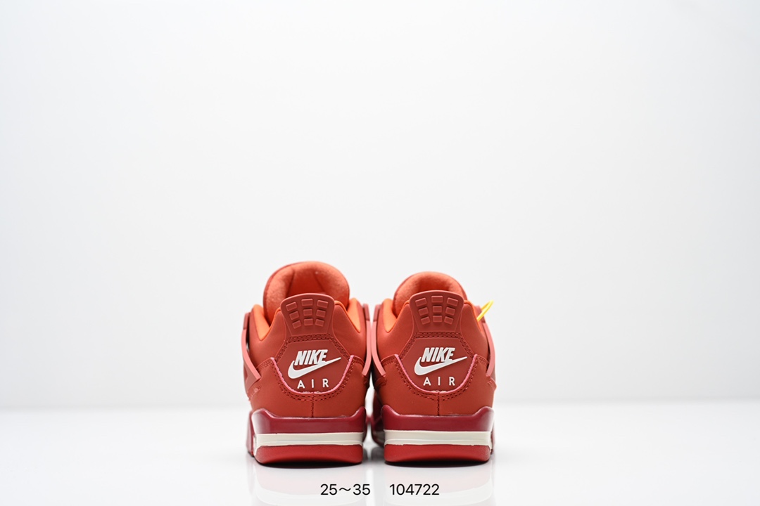 图片[7]-童鞋Air Jordan 4 Retro ”Bred Reimagined“ 2024复刻 皮面黑红 AJ4 乔丹4代 aj4 乔4 黑红2024版 乔丹篮球鞋系列 鞋子依旧保持了经典设计手法，鞋身采用黑色为主色调，搭配水泥灰色细节点缀，材质方面选用带有光泽的黑色荔枝纹覆盖，搭配灰色的内衬、外底以及鞋带孔，鞋舌标签以红色Jumpman Logo刺绣点缀，而后跟的设计则是采用了元年Swoosh Logo，鞋子大底依然是元年设计，凸显出十足的0G气质，最后以黑白灰中底搭配红灰外底完善设计收尾。 货号：FB9927-200 尺码：25～35-选品中心