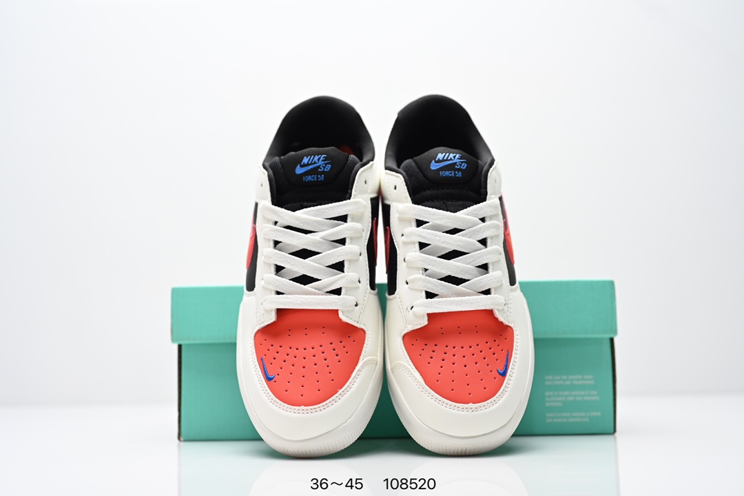 💰140
耐克Nike SB Force 58是一款将前沿创新带入街头的单品，它具有硫化杯底，具有出色的耐用性和灵活性。使用帆布和绒面革，在饰面上放置通风口，它自始至终都融入了传统篮球风格，此次配色迎入，重新打造鞋款。
货号：CZ2959-001 C22969 009
Size：36 ～45
ID:108520