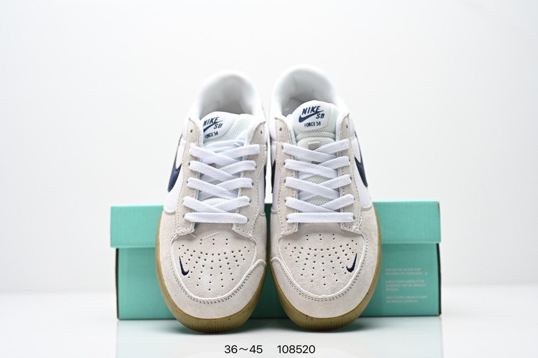 💰140
耐克Nike SB Force 58是一款将前沿创新带入街头的单品，它具有硫化杯底，具有出色的耐用性和灵活性。使用帆布和绒面革，在饰面上放置通风口，它自始至终都融入了传统篮球风格，此次配色迎入，重新打造鞋款。
货号：CZ2959-001 C22969 009
Size：36 ～45
ID:108520