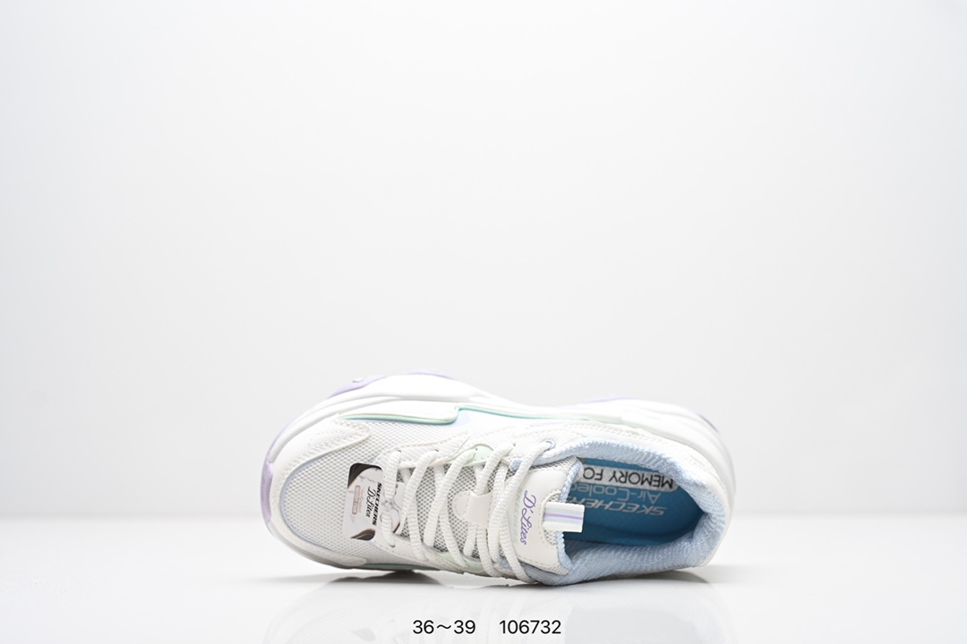 💰200
SKECHERS/斯凯奇 采用耐磨牛剖层皮革拼接网织布鞋面材质，护足充棉鞋扣,贴合脚踝，正确Air-Cooled记忆泡棉鞋垫双层结构高回弹，轻质耐磨吸震EVA橡胶材料鞋底组合仿生龙骨锯齿防滑底块❗️依旧经典百搭，美国运动休闲品牌&middot;斯凯奇Skechers D&ldquo;lites 1.0精英一代系列舒适熊猫老爹风厚底休闲运动复古慢跑 
货号：150524 / BKSL
码数：看图所示
编码：106732