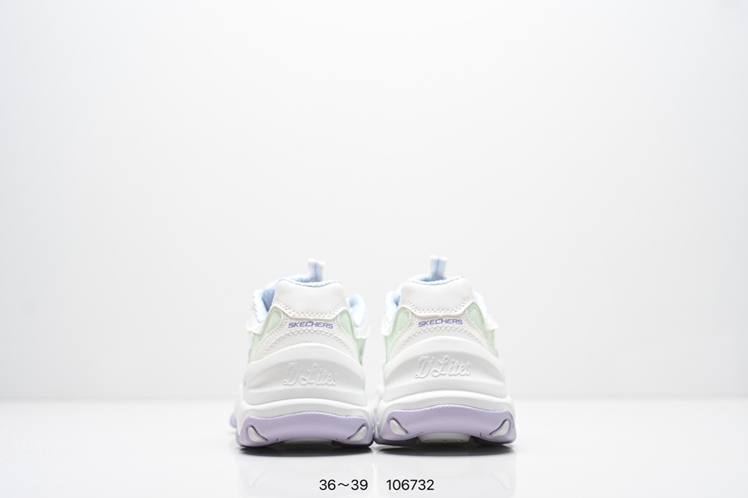 💰200
SKECHERS/斯凯奇 采用耐磨牛剖层皮革拼接网织布鞋面材质，护足充棉鞋扣,贴合脚踝，正确Air-Cooled记忆泡棉鞋垫双层结构高回弹，轻质耐磨吸震EVA橡胶材料鞋底组合仿生龙骨锯齿防滑底块❗️依旧经典百搭，美国运动休闲品牌&middot;斯凯奇Skechers D&ldquo;lites 1.0精英一代系列舒适熊猫老爹风厚底休闲运动复古慢跑 
货号：150524 / BKSL
码数：看图所示
编码：106732