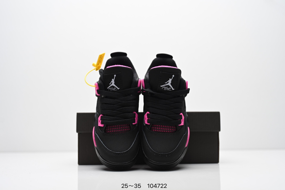 图片[8]-童鞋乔丹Nike Air Jordan 4 AJ4代复古休闲运动文化篮球鞋。秉承轻量化的速度型篮球鞋设计思想完成设计，降低重量的同时提升舒适度，中底延续前作使用了分离式后掌可视化 Air Sole气垫。鞋带孔和后跟鞋提以籃网为造型灵感，将篮球运动巧妙融入到鞋款的设计之中，使鞋身整体富有流动性、节奏感和优雅气质 货号：CT8527 尺码：25～35-选品中心