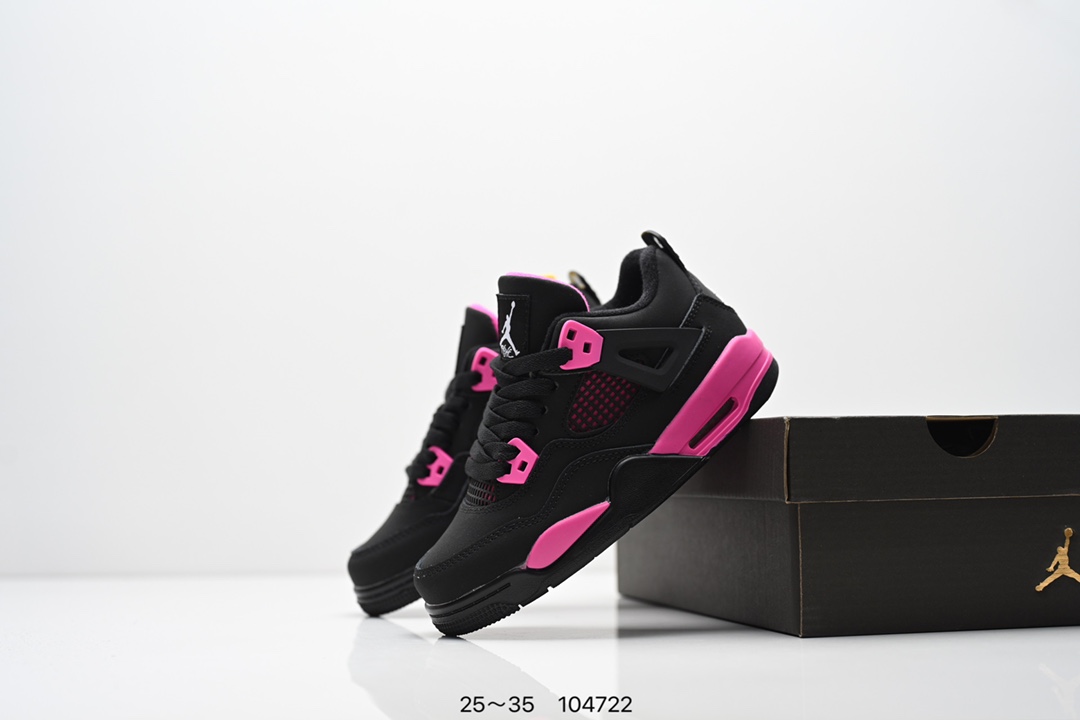 图片[9]-童鞋乔丹Nike Air Jordan 4 AJ4代复古休闲运动文化篮球鞋。秉承轻量化的速度型篮球鞋设计思想完成设计，降低重量的同时提升舒适度，中底延续前作使用了分离式后掌可视化 Air Sole气垫。鞋带孔和后跟鞋提以籃网为造型灵感，将篮球运动巧妙融入到鞋款的设计之中，使鞋身整体富有流动性、节奏感和优雅气质 货号：CT8527 尺码：25～35-选品中心