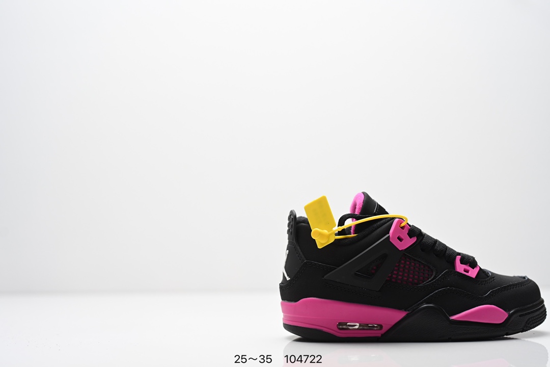 图片[2]-童鞋乔丹Nike Air Jordan 4 AJ4代复古休闲运动文化篮球鞋。秉承轻量化的速度型篮球鞋设计思想完成设计，降低重量的同时提升舒适度，中底延续前作使用了分离式后掌可视化 Air Sole气垫。鞋带孔和后跟鞋提以籃网为造型灵感，将篮球运动巧妙融入到鞋款的设计之中，使鞋身整体富有流动性、节奏感和优雅气质 货号：CT8527 尺码：25～35-选品中心