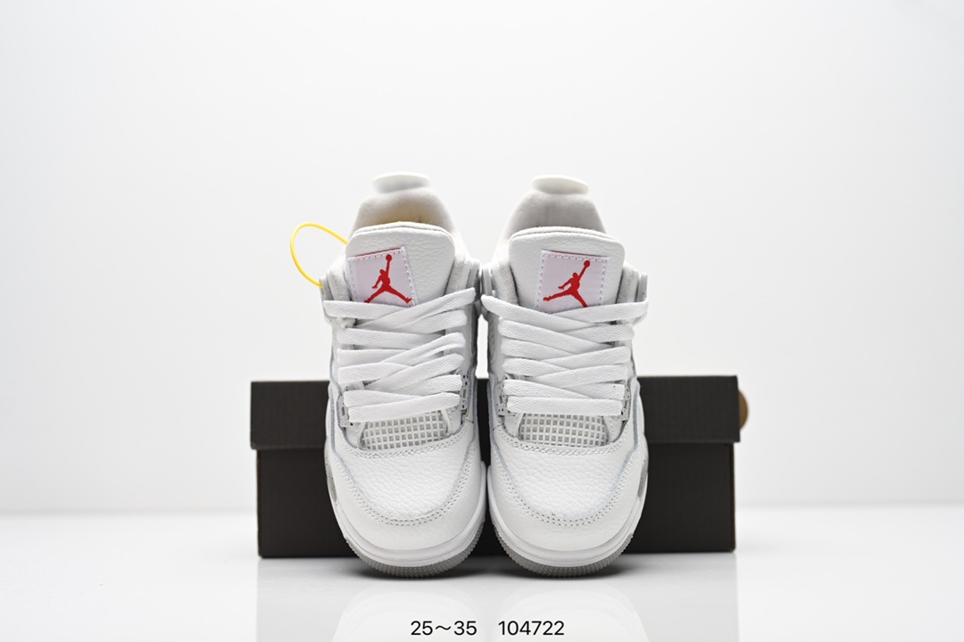 图片[8]-童鞋乔丹Nike Air Jordan 4 AJ4代复古休闲运动文化篮球鞋。秉承轻量化的速度型篮球鞋设计思想完成设计，降低重量的同时提升舒适度，中底延续前作使用了分离式后掌可视化 Air Sole气垫。鞋带孔和后跟鞋提以籃网为造型灵感，将篮球运动巧妙融入到鞋款的设计之中，使鞋身整体富有流动性、节奏感和优雅气质 货号：CT8527 尺码：25～35-选品中心
