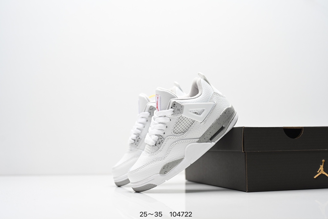 图片[9]-童鞋乔丹Nike Air Jordan 4 AJ4代复古休闲运动文化篮球鞋。秉承轻量化的速度型篮球鞋设计思想完成设计，降低重量的同时提升舒适度，中底延续前作使用了分离式后掌可视化 Air Sole气垫。鞋带孔和后跟鞋提以籃网为造型灵感，将篮球运动巧妙融入到鞋款的设计之中，使鞋身整体富有流动性、节奏感和优雅气质 货号：CT8527 尺码：25～35-选品中心