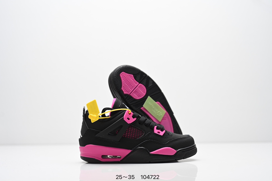 图片[4]-集合 童鞋乔丹Nike Air Jordan 4 AJ4代复古休闲运动文化篮球鞋。秉承轻量化的速度型篮球鞋设计思想完成设计，降低重量的同时提升舒适度，中底延续前作使用了分离式后掌可视化 Air Sole气垫。鞋带孔和后跟鞋提以籃网为造型灵感，将篮球运动巧妙融入到鞋款的设计之中，使鞋身整体富有流动性、节奏感和优雅气质 货号：CT8527 尺码：25～35-选品中心