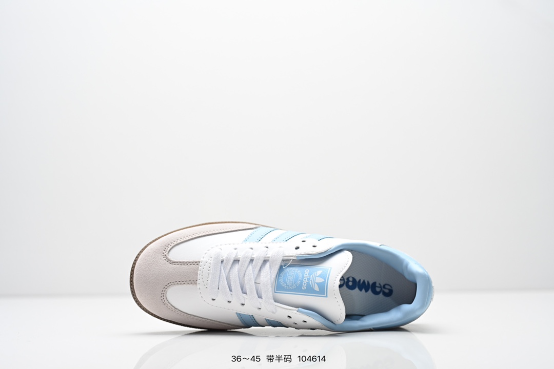 💰70
阿迪达斯 Original Samba OG 复古经典轻便板鞋 口碑大厂出品 品控大底版型不断改良更新 全套原纸板楦头开发 确保原汁原味 完美呈现版型 一比一鞋头弧度高度鞋身弧度 此版本只针对中端市场 皮料材质有所更替 其他数据细节工艺流程均保持一致 绝不口嗨 细节品控鞋型随意对比 正确烫金高频细节 原装纳米超迁皮料 独家私模橡胶大底 原盒原配 这款桑巴鞋展示了高质量的工艺 带有装饰的超锁缝制和无缝的手感 柔软、柔软的皮革造型和标志性的3条纹完成了精致的外观 正规合身鞋带 鞋面上有绒面鞋垫 橡胶鞋底 享受正畸套筒软感 自50年代首次亮相以来就一直在赢得粉丝的青睐 
货号：ID0478 
SIZE：36 36.5 37.5 38 38.5 39 40 40.5 41 42 42.5 43 44 44.5 45
编码：104614