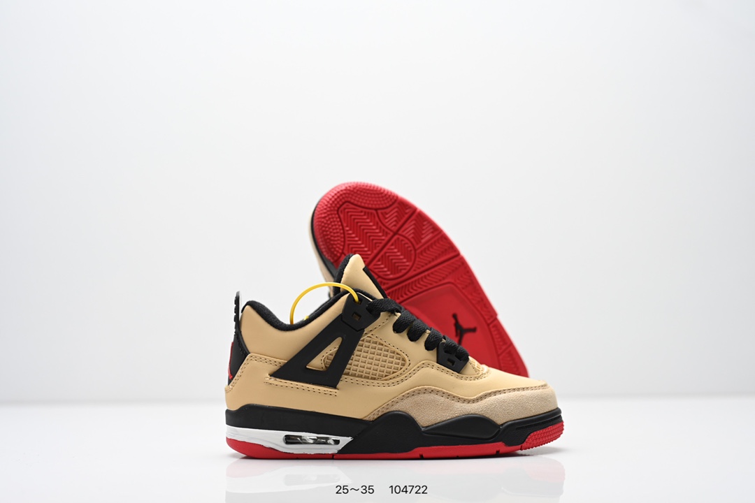 图片[5]-童鞋：耐克Nike Air Jordan 4 Retro Thunder 雷神 AJ4 乔4 迈克尔·乔丹 AJ4代 中帮复古休闲运动文化篮球鞋。秉承轻量化的速度型篮球鞋设计思想完成设计，降低重量的同时提升舒适度，中底延续前作使用了分离式后掌可视化 Air Sole气垫。鞋带孔和后跟鞋提以籃网为造型灵感，将篮球运动巧妙融入到鞋款的设计之中，使鞋身整体富有流动性、节奏感和优雅气质 货号：308497-008 尺码：25～35-选品中心
