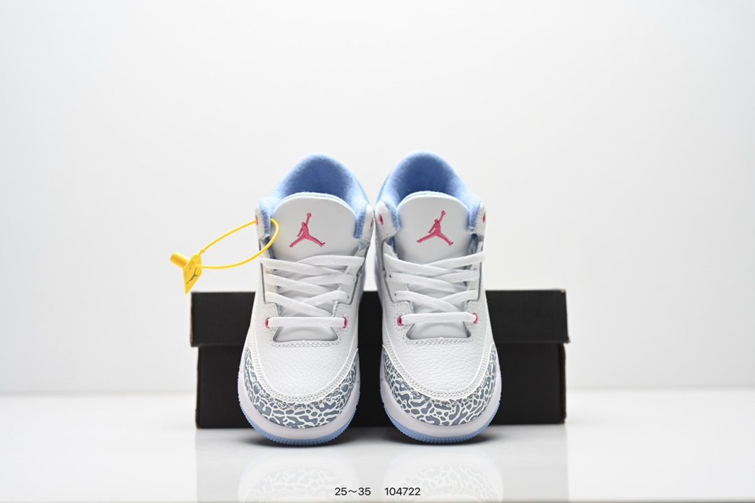 图片[8]-童鞋：Air Jordan 3 Retro 复刻白水泥 AJ3 乔丹3代 aj3 乔3 经典复刻白水泥 乔丹篮球鞋系列 鞋身以白色为主调，采用优质皮革材质搭配鞋头及后跟处的经典元素爆裂纹，搭配灰色外底，简约而不失活力，纯色鞋身也很好地渲染了其不凡的质感。至于细节，该鞋款后跟处的Jumpman Logo同样采用黑色打造，鞋口及鞋面则添加了透气孔设计，更适合炎热的夏日。 货号：DN3707-100 尺码：如图所示-选品中心
